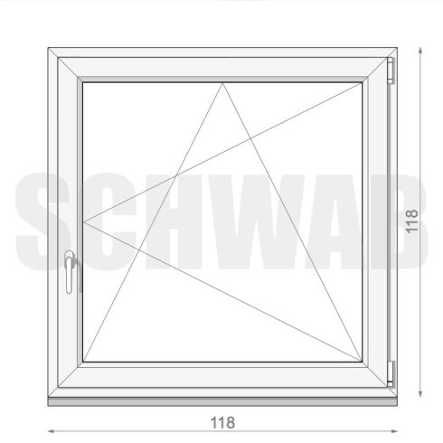 120x120 cm műanyag bukó-nyíló ablak jobbos