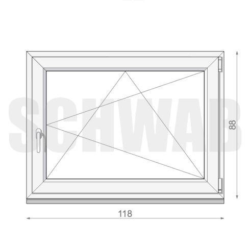 120x90 cm műanyag bukó-nyíló ablak jobbos