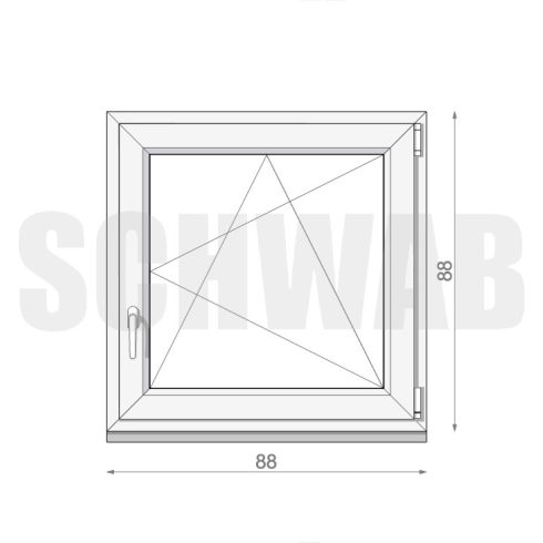 90x90 cm műanyag bukó-nyíló ablak jobbos